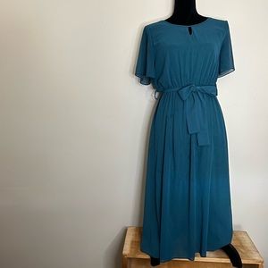 Medium Fancy Teal Dress with Cutout & Belt